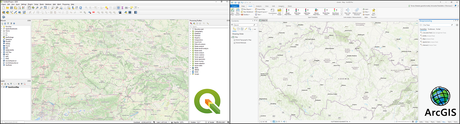 Uživatelské srovnání GIS software ArcGIS a QGIS