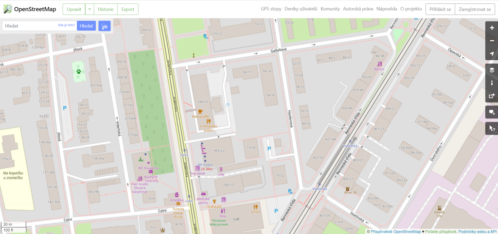 Rozhraní OpenStreetMap